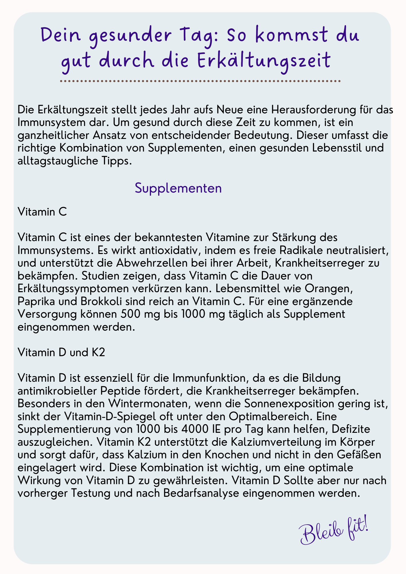 Tipps für die Erkältungszeit