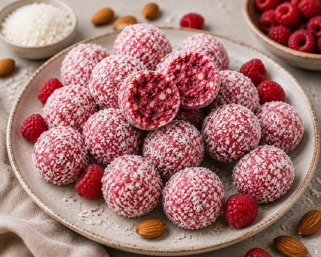Kokos himmbeer bites