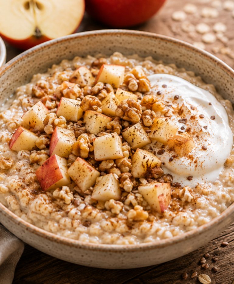 Apfel-Zimt-Porridge mit Walnüssen