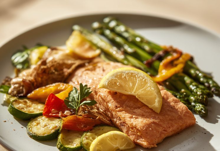 Lachs mit Zitronengemüse