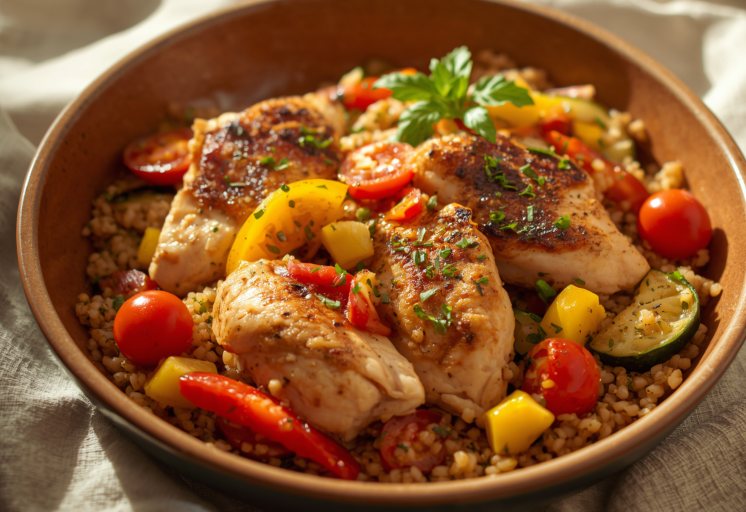 Mediterrane Hähnchenpfanne mit Quinoa