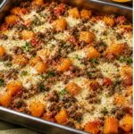 Rinderhack-Kürbis-Auflauf mit Tomate und Kräutern