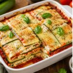 Zucchini-Lasagne mit Linsen-Tomaten-Sauce